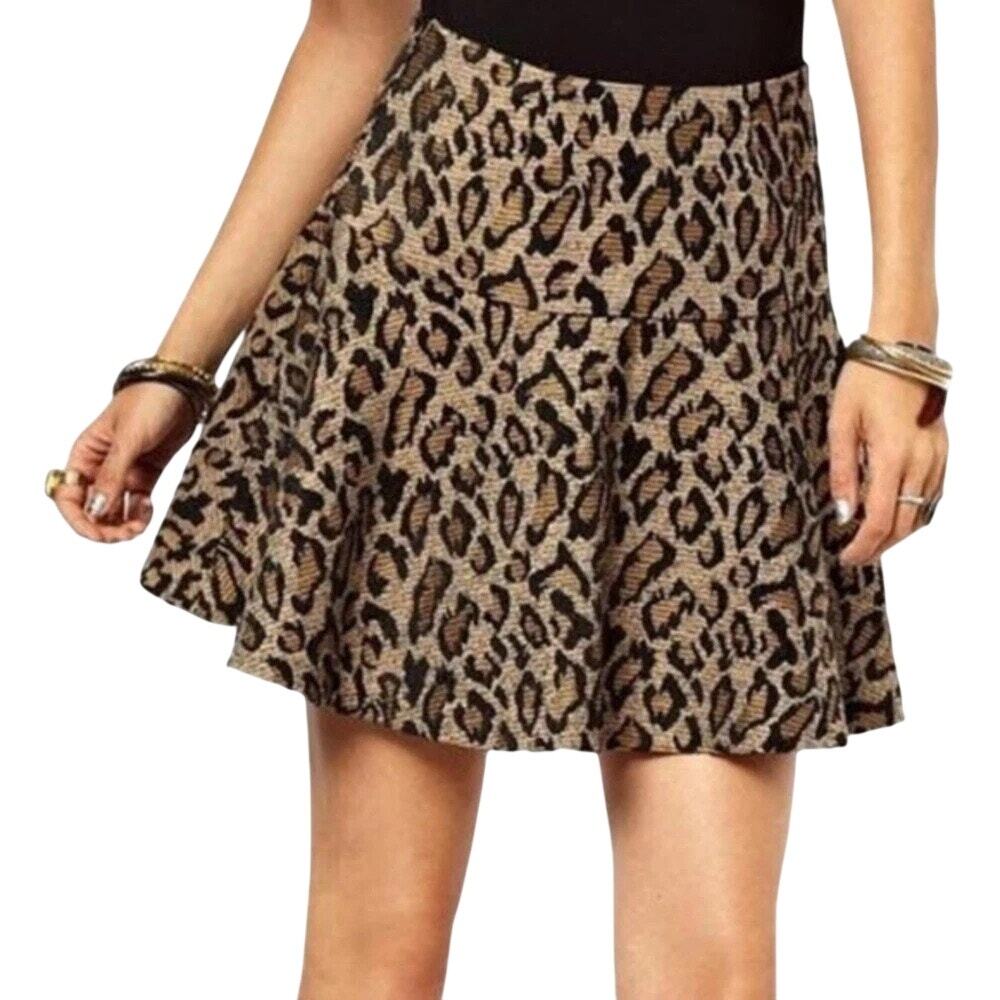 Free People Cheetah Leopard Print Mini Skirt Women's 2 Skater Chenille Y2K 90s